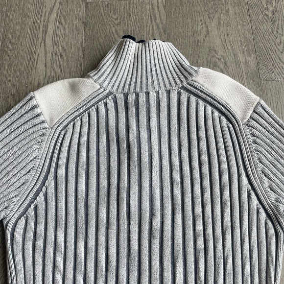 Mens ribbed two tone quarter zip sweater - Picture 3 of 3